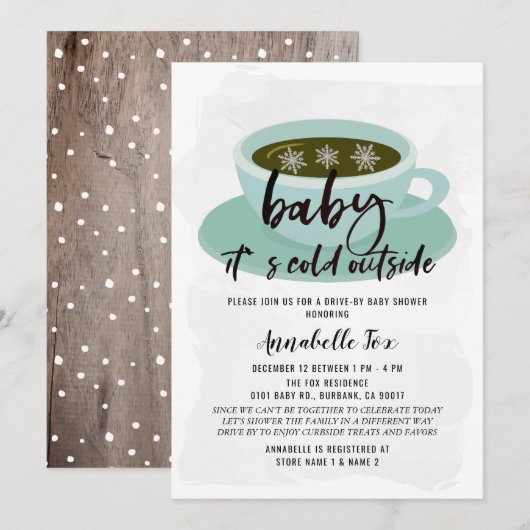 Koffiebeker Baby met koude drive-by Baby shower Kaart (Voorkant / Achterkant)