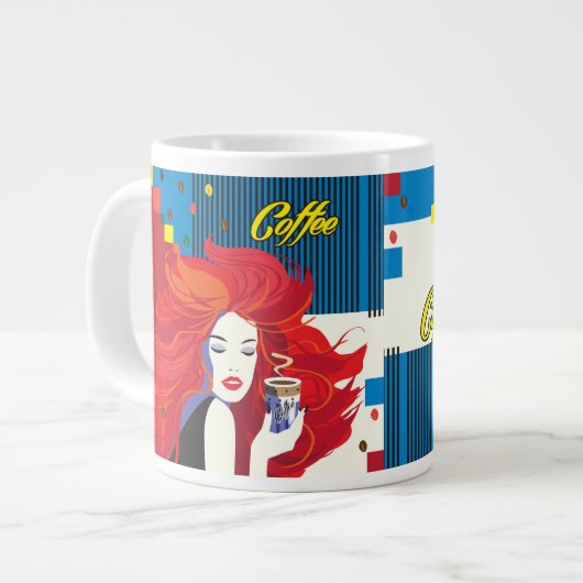 Koffiebeker bezielende Mode Vrouw POP-ART Trendy Grote Koffiekop (Links)