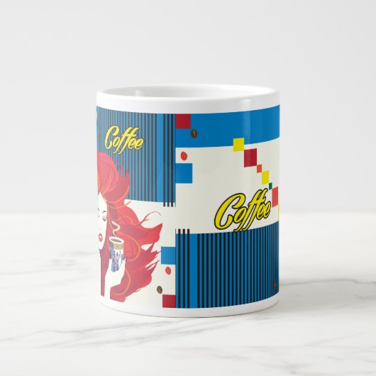Koffiebeker bezielende Mode Vrouw POP-ART Trendy Grote Koffiekop (Voorkant)