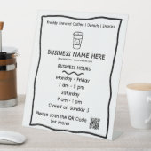 Koffiebeker Café openingstijden QR-code Reclamebord Met Voetstuk (Insitu)