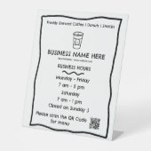 Koffiebeker Café openingstijden QR-code Reclamebord Met Voetstuk (Voorkant)