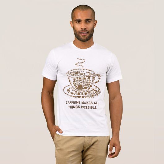 Koffiebeker, cafeïne, café t-shirt (Voorkant volledig)