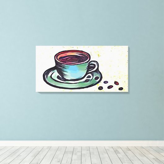 Koffiebeker Canvas Afdruk (Insitu (Houten vloer))