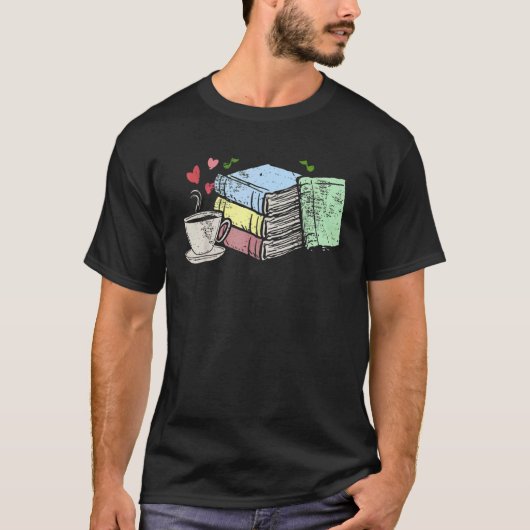 Koffiebeker en boekherlezer t-shirt (Voorkant)