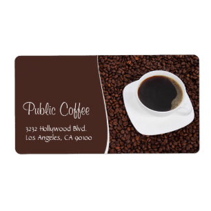 Koffiebeker en bonen - Adres label