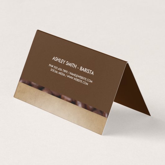 Koffiebeker en bonen | Barista Visitekaartje (Achterkant)