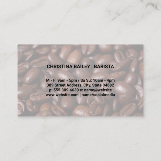 Koffiebeker en bonen | Barista Visitekaartje (Achterkant)