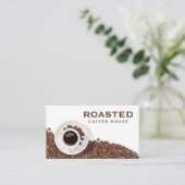 Koffiebeker en bonen | Bovenste Uitzicht Klantenkaartje (Staand voorkant)