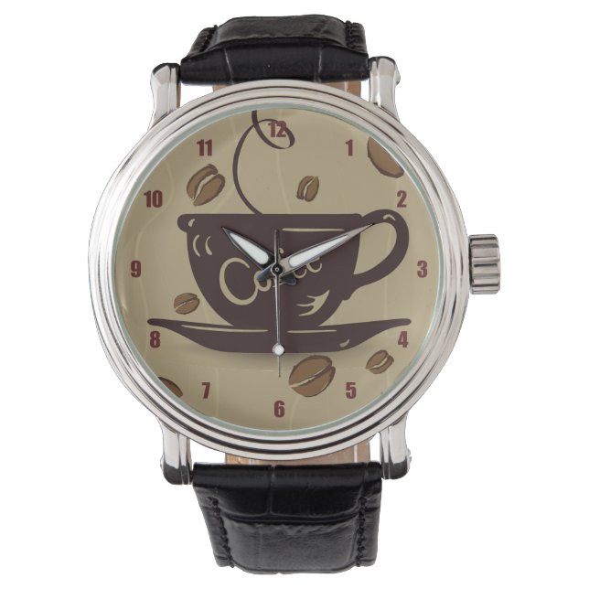 Koffiebeker en bonen horloge (Voorkant)