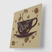 Koffiebeker en bonen vierkante klok (Hoek)
