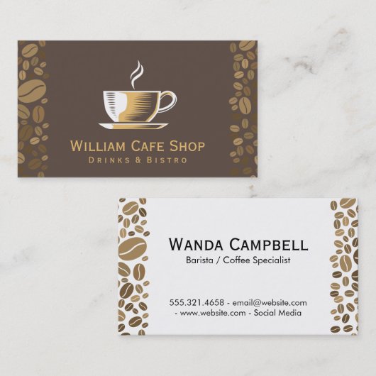 Koffiebeker en bonen visitekaartje (Voorkant / Achterkant)