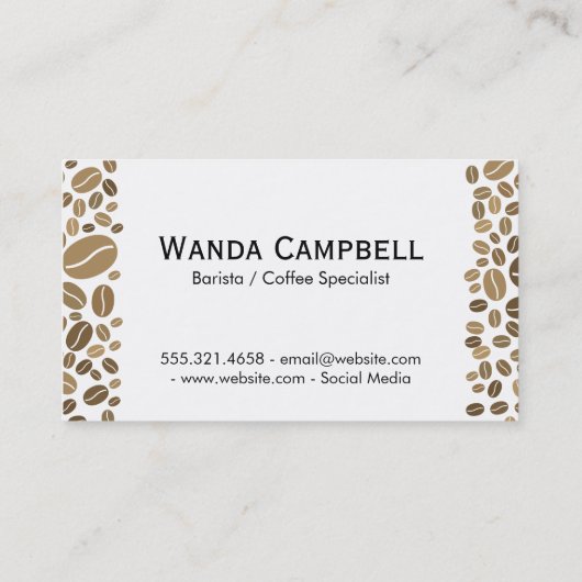 Koffiebeker en bonen visitekaartje (Achterkant)