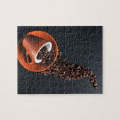 Koffiebeker en gemorste bonen legpuzzel (Horizontaal)