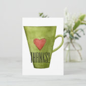 Koffiebeker en hartflatje bedankt kaart (Staand voorkant)
