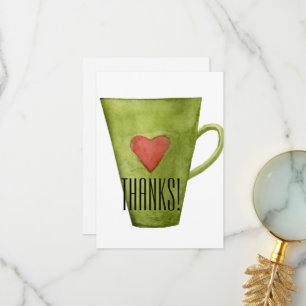 Koffiebeker en hartflatje bedankt kaart