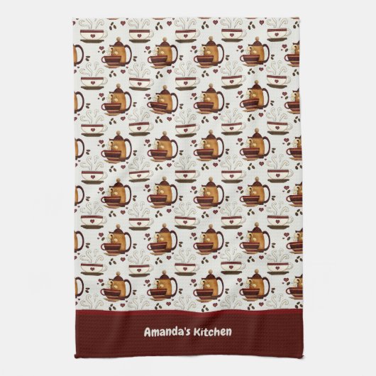 Koffiebeker en keukenhanddoek met patroonpatronen (Verticaal)