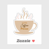 Koffiebeker en koffie alsjeblieft sms'en met harte sticker (Vel)