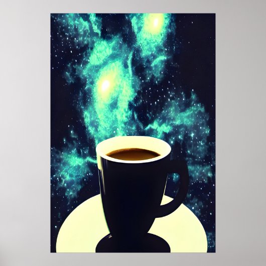 Koffiebeker en ruimte | AI Art Poster (Voorkant)