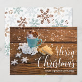 Koffiebeker en Snowflakes kerstfotokaart Feestdagenkaart (Voorkant / Achterkant)