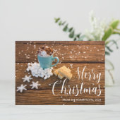 Koffiebeker en Snowflakes kerstfotokaart Feestdagenkaart (Staand voorkant)