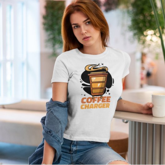 Koffiebeker energieoplader t-shirt