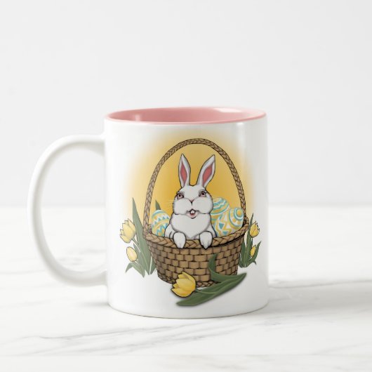 Koffiebeker feestelijke bunny Cup bij paasbunny Mo Tweekleurige Koffiemok (Links)