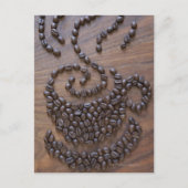 Koffiebeker, geïllustreerd met koffiebonen briefkaart (Voorkant)