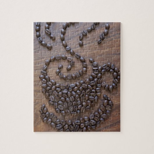 Koffiebeker, geïllustreerd met koffiebonen legpuzzel (Verticaal)