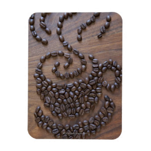 Koffiebeker, geïllustreerd met koffiebonen magneet
