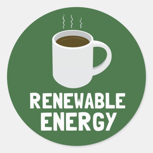 Koffiebeker hernieuwbare energie ronde sticker (Voorkant)