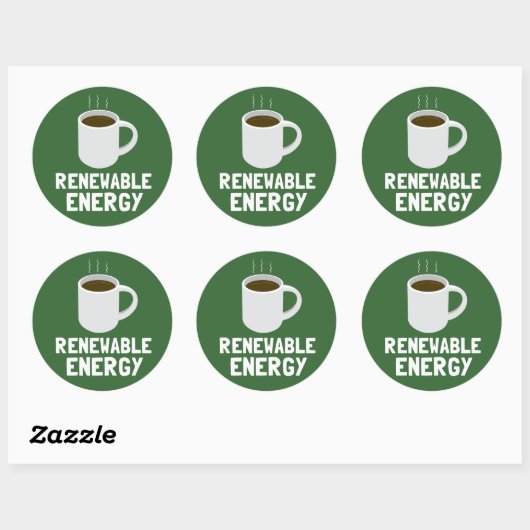 Koffiebeker hernieuwbare energie ronde sticker (Vel)