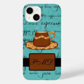 Koffiebeker het Manuscript monogram Naam Turquoise Case-Mate iPhone Case (Achterkant)