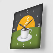 Koffiebeker kafelmuur vierkante klok (Hoek)