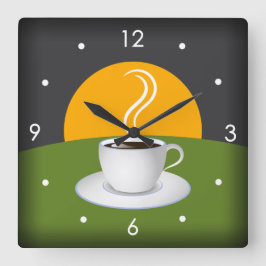 Koffiebeker kafelmuur vierkante klok