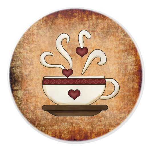 Koffiebeker keuken-decor keramische knop (Voorkant)