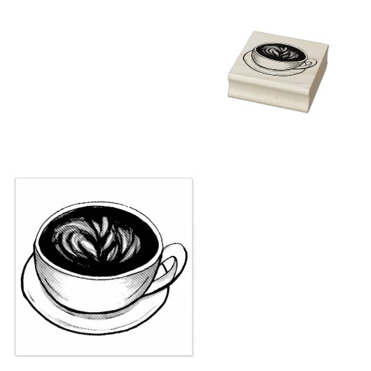 Koffiebeker koffie Latte Barista Coffee House Shop Rubberstempel (Gestempeld)
