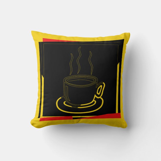 Koffiebeker kunstontwerppiloot kussen (Voorkant)