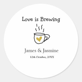 Koffiebeker 'Liefde is aan het brouwen' gouden har Ronde Sticker