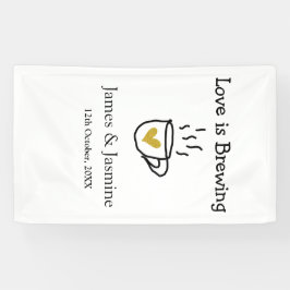 Koffiebeker 'Liefde is aan het brouwen' gouden har Spandoek