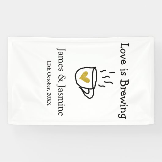 Koffiebeker 'Liefde is aan het brouwen' gouden har Spandoek (Horizontaal)