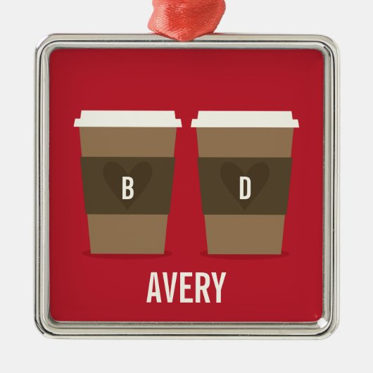 Koffiebeker liefde metalen ornament (Voorkant)