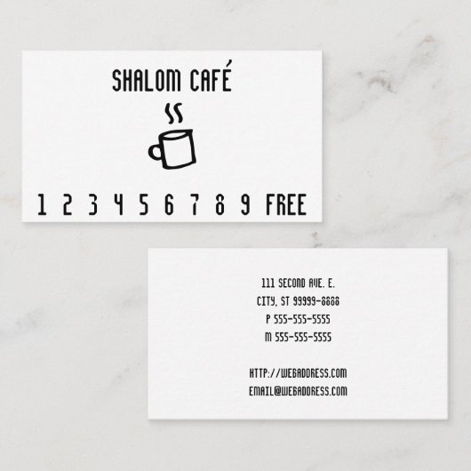 Koffiebeker line art Punch-kaart Klantenkaartje (Voorkant / Achterkant)