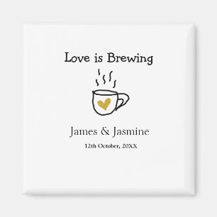 Koffiebeker 'Love is Brewing' gouden hart koppel n Magneet