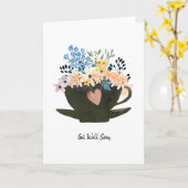 Koffiebeker met bloemen kaart (Gele Bloem)