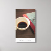 Koffiebeker met boek op canvas (Voorkant)
