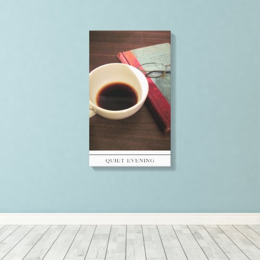Koffiebeker met boek op canvas (Insitu (Houten vloer))