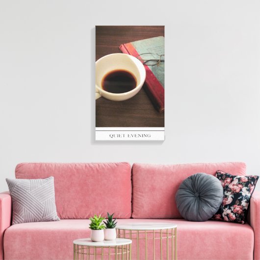 Koffiebeker met boek op canvas (Insitu (Woonkamer))