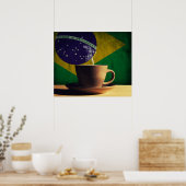 Koffiebeker met Braziliaanse vlag Poster (Keuken)