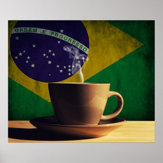 Koffiebeker met Braziliaanse vlag Poster (Voorkant)