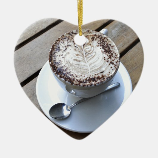 Koffiebeker met crème keramisch ornament (Voorkant)